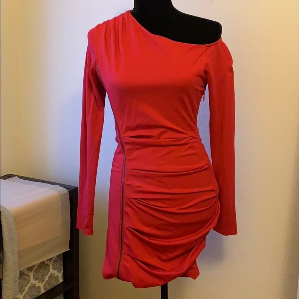 Bebe  asymmetrical neckline dress